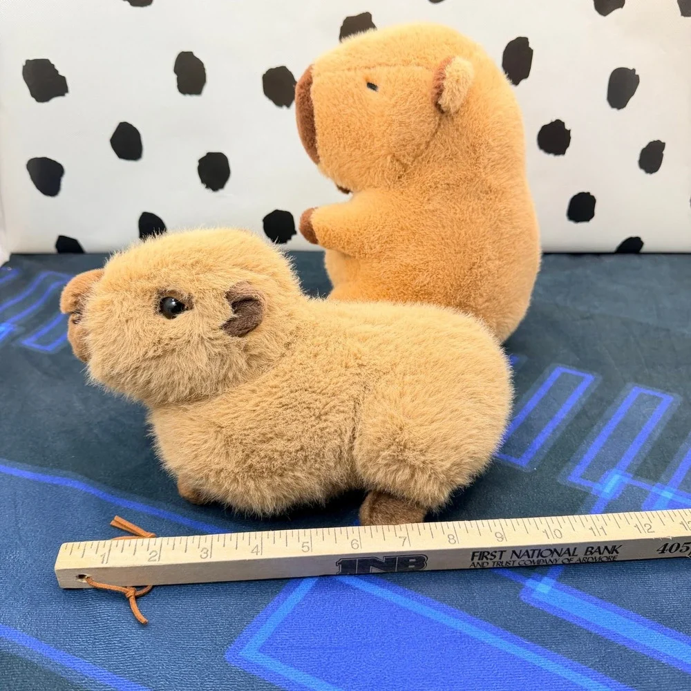 Capybara Plush Stuffed Animal Lot (2) Seated Standing Japanese Kawaii